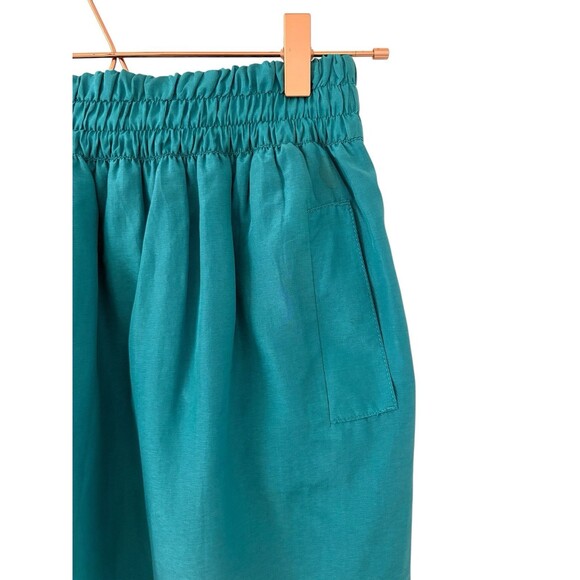Club Monaco Silk Cotton Mini Skirt Women's Size XS Turquoise Lined Pockets - Picture 2 of 10